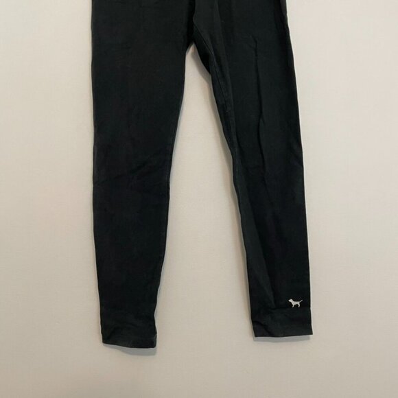 PINK YOGA VS PINK VICTORIA'S SECRET Foldover Yoga Leggings Black Gray Spellout M - Picture 3 of 11